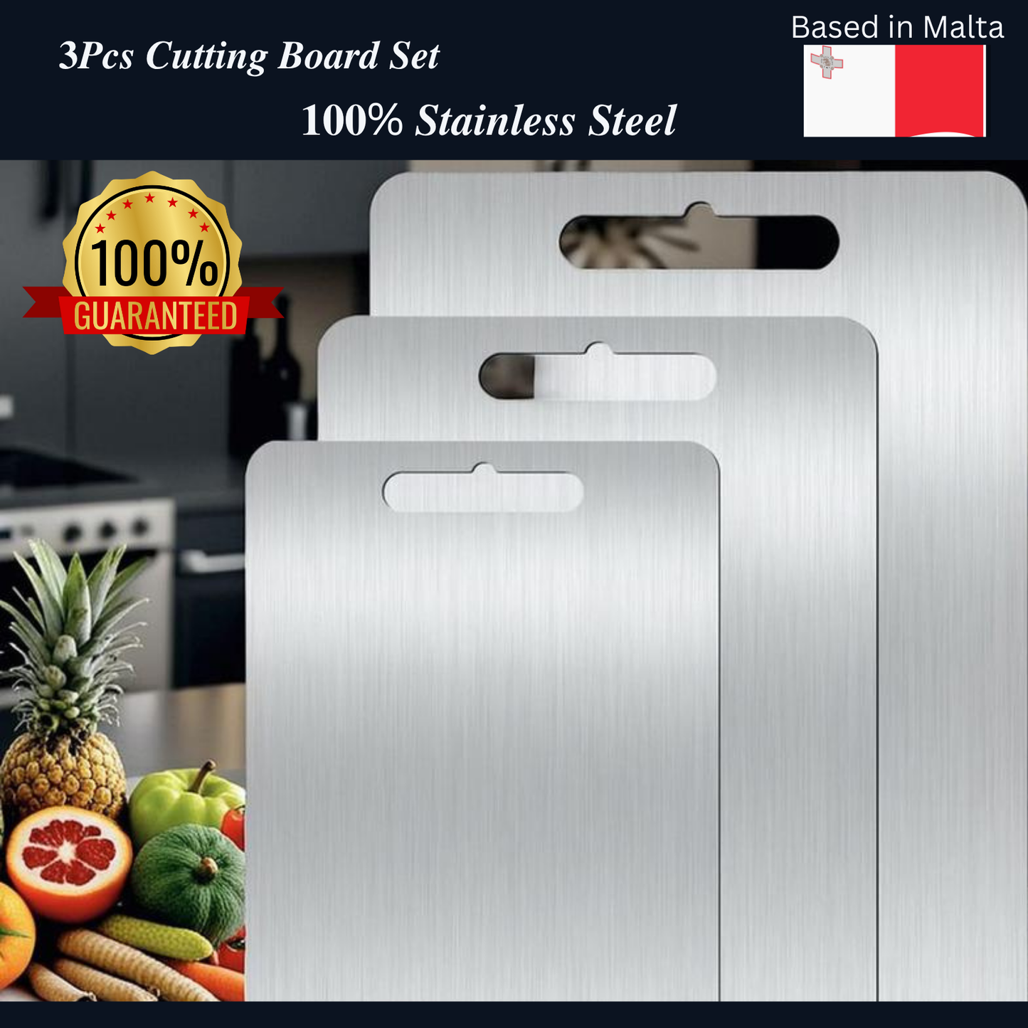 3Pcs Stainless Steel Cutting Board